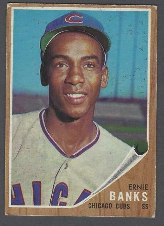1962 Topps Chicago Cubs Baseball Card 25 Ernie Banks