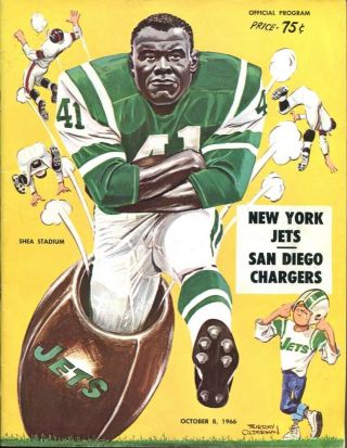 1966 York Jets V San Diego Chargers Afl Program 10/8 Shea Stadium Ex/mt