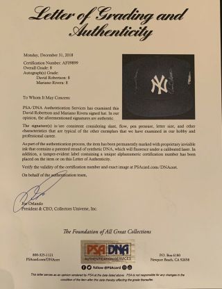 2009 World Series Yankees Mariano Rivera Autographed Hat PSA 8 6