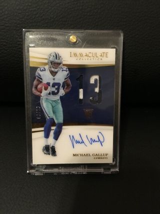 2018 Immaculate Michael Gallup Rpa Rookie Numbers 2 Color Auto Patch Ssp 3/13