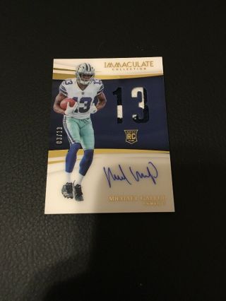 2018 IMMACULATE MICHAEL GALLUP RPA ROOKIE NUMBERS 2 COLOR AUTO PATCH SSP 3/13 2