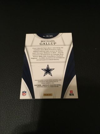 2018 IMMACULATE MICHAEL GALLUP RPA ROOKIE NUMBERS 2 COLOR AUTO PATCH SSP 3/13 6