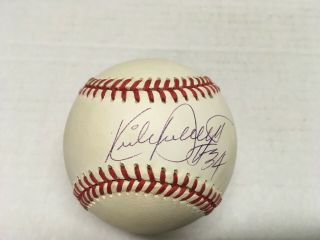 Kirby Puckett 34 Signed Brown Oal Baseball W/ Beckett Minnesota Twins