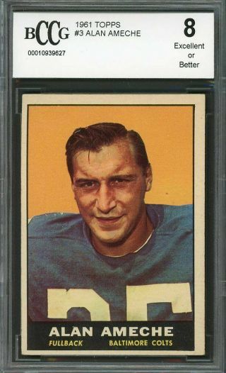 1961 Topps 3 Alan Ameche Baltimore Colts Bgs Bccg 8