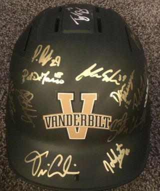 2019 Vanderbilt Commodores Baseball Team Signed Autographed Helmet Cws2