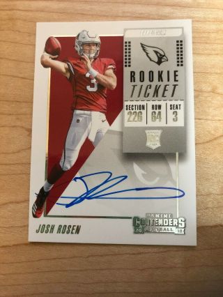 2018 Contenders Josh Rosen Rookie Ticket Rc On Card Auto Autograph Dolphins