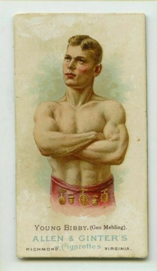 N28 Young Bibby 1888 Allen Ginter Vintage 19th Century Boxing Cig Card Wrestler