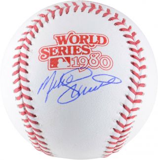Mike Schmidt Philadelphia Phillies Signed 1980 World Series Logo Baseball