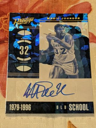 Magic Johnson 2017 - 18 Panini Prestige Old School Crystals Auto Autograph Lakers