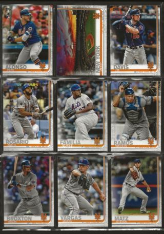 2019 Topps Series 2 Complete Base Team Set York Mets Pete Alonso Rc (g