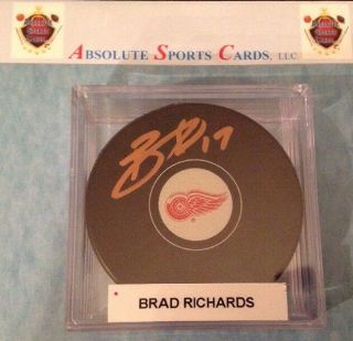Brad Richards Detroit Red Wings Official Team Autographed Puck W/case | Auto