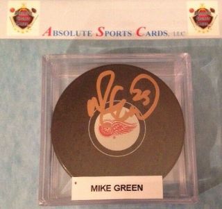 Mike Green Detroit Red Wings Official Team Autographed Puck W/case | Auto