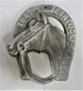70,  Year Old Kentucky Derby (1947) Metal Horse Head Wall Hanger Or Paperweight