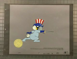 Fencing 1984 U.  S.  Olympics Authentic Animation Cel " Sam The Eagle " Ueberroth Loa