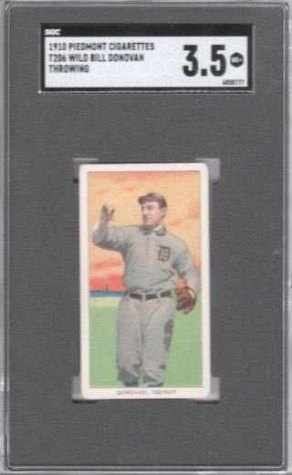 1909 - 11 T206 Wild Bill Donovan (throwing) Of The Detroit Tigers Sgc 3.  5