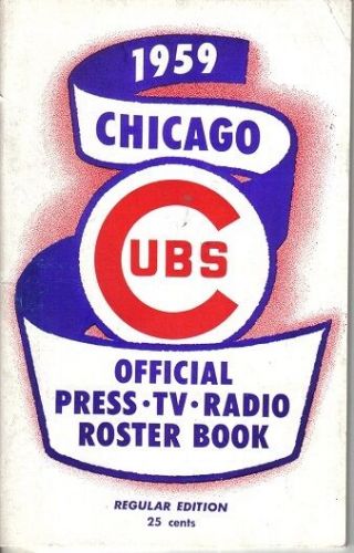 1959 Chicago Cubs Baseball Media Guide,  Ernie Banks,  Al Dark,  George Altman Vg