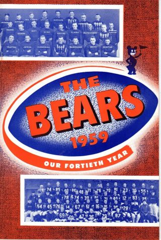 1959 Chicago Bears Football Media Guide,  Bill George,  Rick Casares Ex