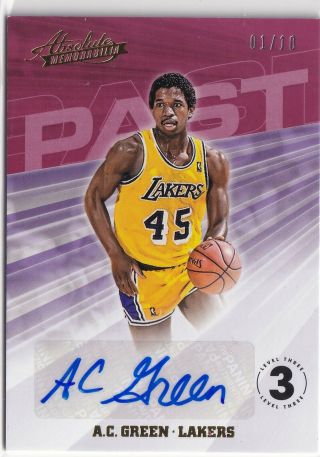 A.  C.  Green 2018 - 19 Panini Absolute Past Auto 1/10