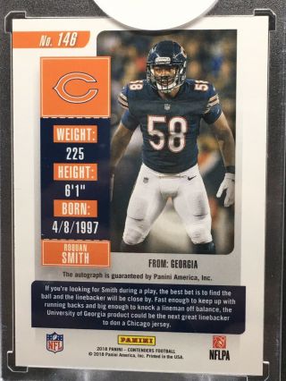2018 CONTENDERS ROQUAN SMITH BEARS ROOKIE AUTO CRACKED ICE D 3/24 DROY 2