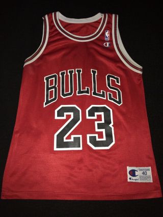 Vintage Champion Jersey Michael Jordan Chicago Bulls 23 Red Nba Size Men 