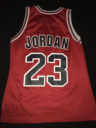 Vintage Champion Jersey Michael Jordan Chicago Bulls 23 Red NBA Size Men ' s 40 2