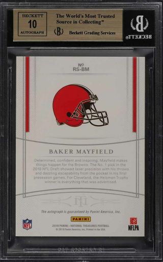 2018 National Treasures Baker Mayfield ROOKIE RC AUTO /99 BGS 9.  5 GEM MT (PWCC) 2
