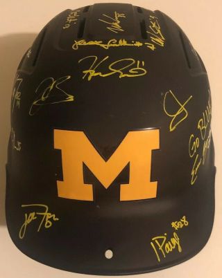 2019 Michigan Wolverines Baseball Team Signed Autographed Helmet Cws