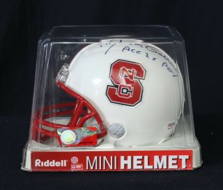 N.  Carolina State Roman Gabriel signed Collegiate Mini Helmet PSA/COA 2
