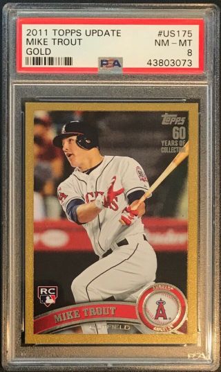 2011 Topps Update Mike Trout Gold Rc Rookie Us175 1400/2011 Psa 8