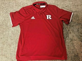 Rutgers Football Game Worn / Adidas Sideline Polo Golf Shirt - Size Xl