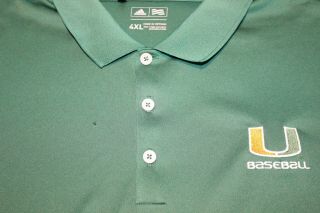 Adidas University Of Miami Hurricanes Baseball Team Polo Coaches Shirt Size 4xl