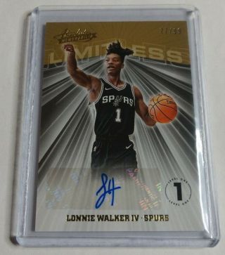 Lonnie Walker - 2018/19 Absolute - Limitless Rookie Autograph - 77/99 - Spurs -