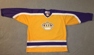 Ccm 80’s Vintage Style Los Angeles Kings Hockey Jersey Size Xxl Purple Gold