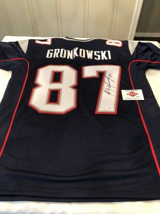 England Patriots Rob Gronkowski Autographed Signed Blue Jersey With