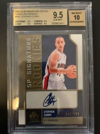 Bgs 9.  5 Stephen Curry 2009 - 10 Upper Deck Sp Signatures Auto Jersey 46/199 Rc