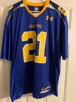 University Of Delaware Blue Hens 21 Football Jersey Under Armour Adult Size L