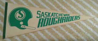 Vtg Saskatchewan Roughriders Single 1 Bar Full Size Cfl Football Pennant