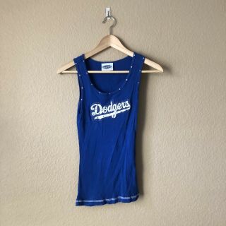 Los Angeles Dodgers Womens Tank Top Shirt Blue Rhinestone Baseball Size Medium