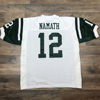 Nike Team Ny Jets Joe Namath 12 Jersey Mens Size Xl 52 White Stitched Patches