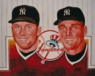Mickey Mantle And Roger Maris 8x10 Art Work York Yankees