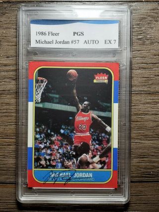 Autographed 1986 Fleer Michael Jordan 57 Rookie Card Rc Chicago Bulls Auto