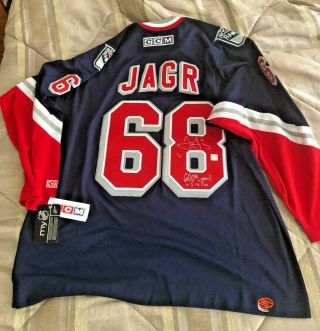 Jaromir Jagr Autographed Signed Rangers Jersey - W/ 600th Goal Limited Ed Xl
