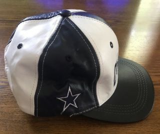 Vintage Dallas Cowboys Modern Leather Snapback Hat Cap Made In USA NFL Branded 4
