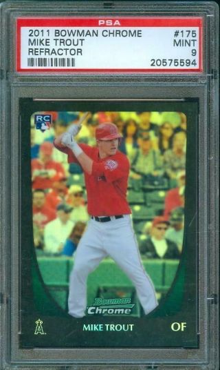 2011 Bowman Chrome Refractor Mike Trout Rookie Card Angels 175 Psa 9