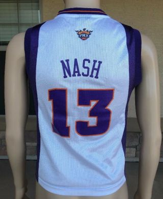 Vintage Steve Nash 13 Phoenix Suns Nba Reebok Jersey Size Medium White Purple