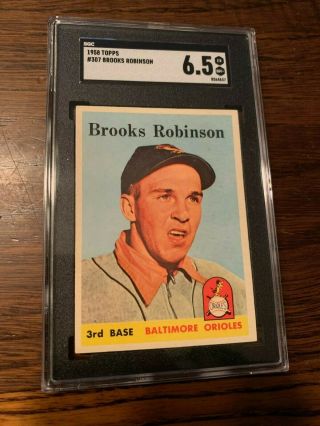 1958 Topps 307 Brooks Robinson Baltimore Orioles Baseball Card Sgc 6.  5 Ex/mt,