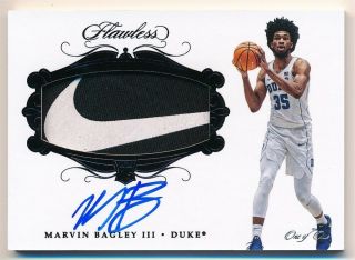 Marvin Bagley 2018/19 Panini Flawless Rc Autograph Nike Logo Patch Auto Sp 1/1