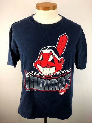 Vintage 90s Cleveland Indians Mlb Graphic T Shirt Adult Xl