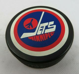 Vintage Hockey Game Official Puck Jets Winnipeg Nhl Trench Mfg Made In Canada