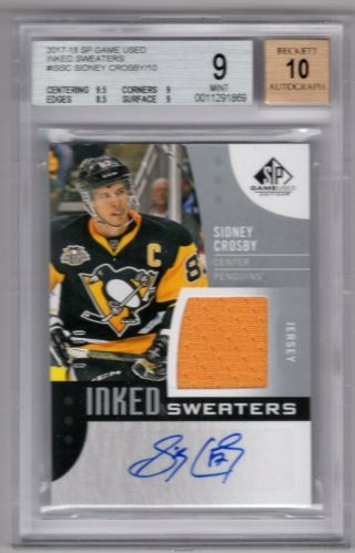Sidney Crosby 2017 - 18 Ud Sp Game - Autograph Jersey 9/10 Bgs 9.  0 W/auto 10